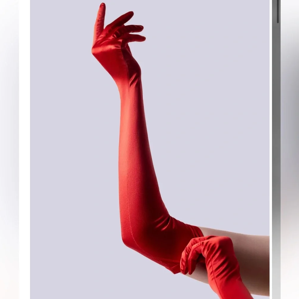 RED LONG SHINY SATIN GLOVES‼️‼️